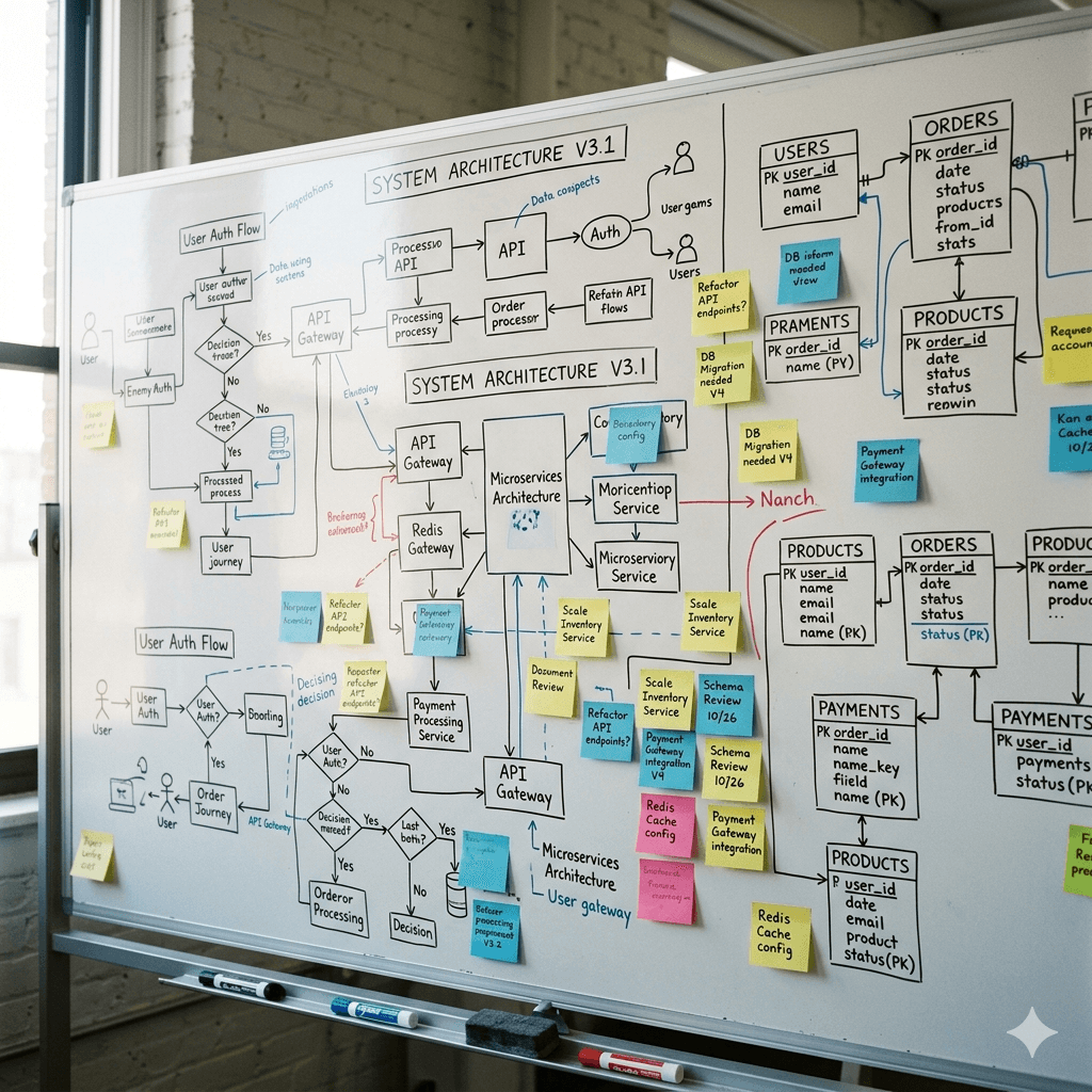 Whiteboard architecture sketches